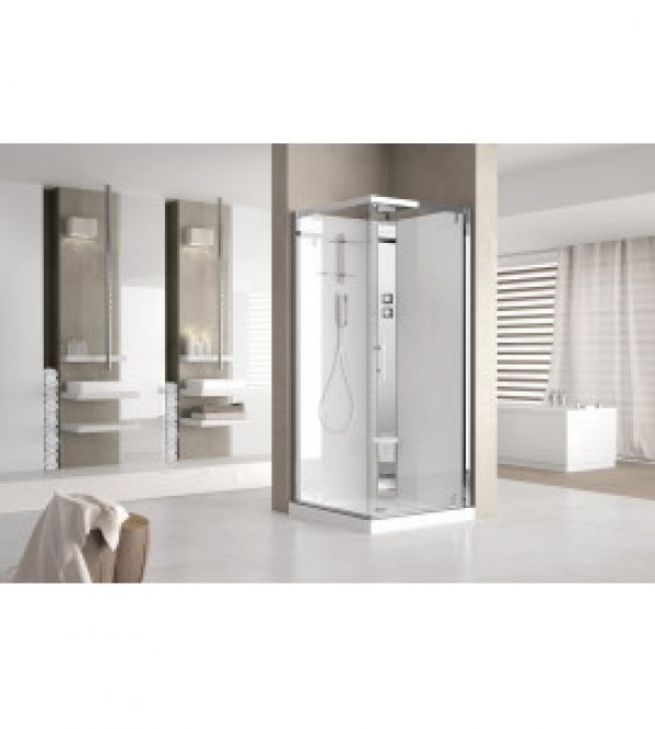 cabines de douche porte pivotante + paroi fixe Novellini…