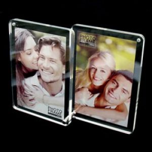 Cadre photo de style contemporain double face en acrylique