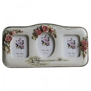 Cadre photo de style contemporain à motif floral en polyrésine