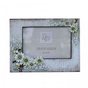 Cadre photo de style rustique à motif floral en bois et polyrésine