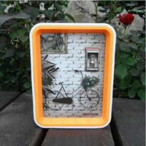 Cadre photo rectangulaire de style moderne recto-verso en polyrésine