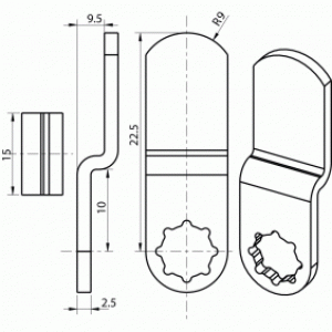 Came coudée 15929-69 pour serrure Ronis 1700-57 et 14200-01