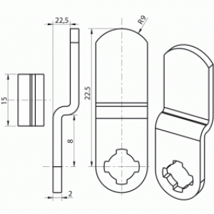 Came coudée 4929-62 pour serrure Ronis 4900-01