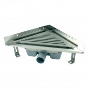 Caniveau d’angle Solusec pour douche – Grille inox 270×382 mm