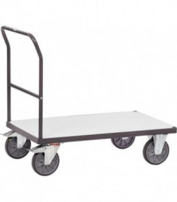 chariot a dossier de poussée Fetra 9500 portee de 500 kg max, diam roues 160 mm espace de chargement 850×500 mm