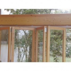 Charnière d’extrémité pour chassis bois pour coulissantes repliantes