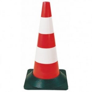 Cône de signalisation en plastique avec pied en caoutchouc