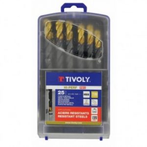 Coffret 25 forets métaux HSS – queue 3 méplats – Steam Tin