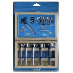 Coffret de 5 mèches à façonner en carbure 15 à 35 mm, queue de 10 mm