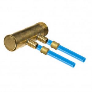 Collecteur 3/4″ (20/27) Mâle-Bouchonné entraxe 30mm départ à glissement tube PER Ø16 + bagues Ø16