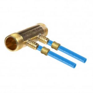 Collecteur 3/4″ (20/27) Mâle-Mâle entraxe 30mm départ à glissement tube PER Ø16 + bagues Ø16