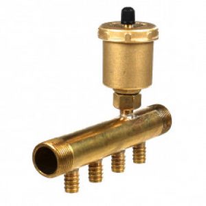 Collecteur pour tube PER Ø12 – 3/4″ Mâle-Mâle purgeur