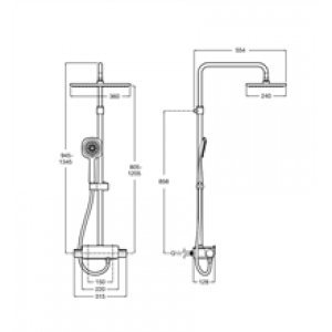 Colonne de douche thermostatique Square Deck Roca