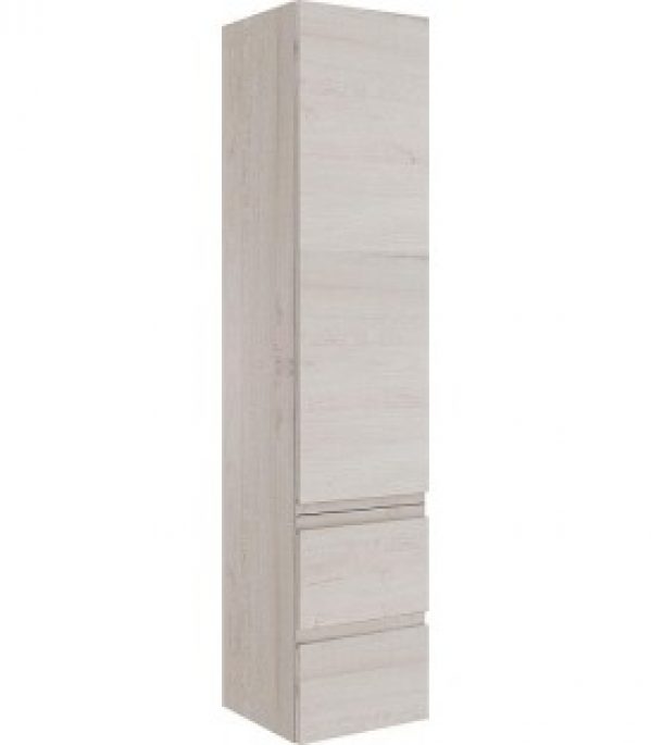 Colonne série MBO 1 porte 2 tiroirs, chene clair décor butée droite, 350x1625x370mm