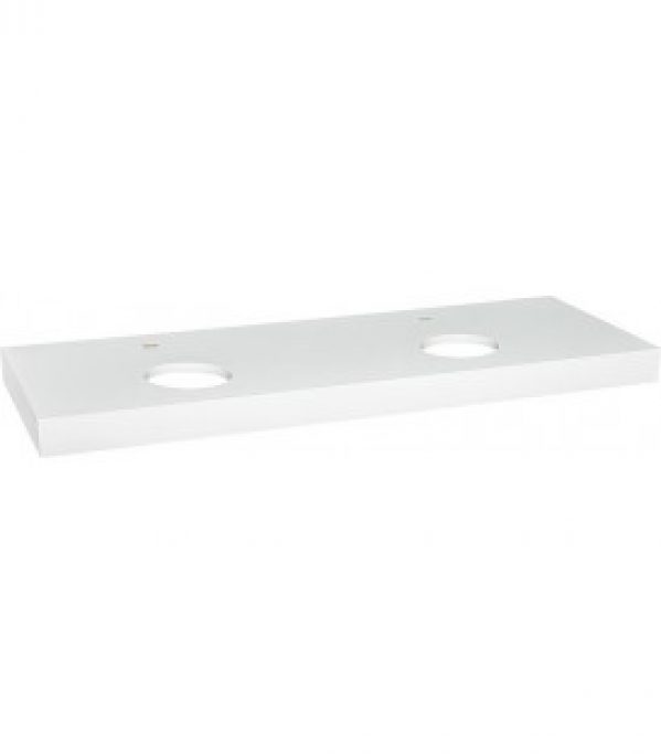Console ELENG stratifie blanc matt, pr 2 vasques x 2 trous, 1800x80x510mm