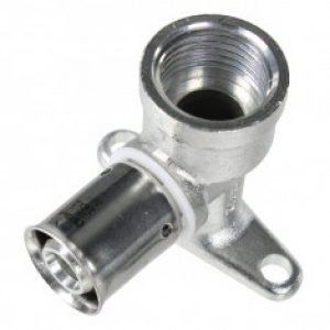 Coude avec base de fixation Multicouche à sertir Ø26×3,0 – Femelle fixe 3/4&Prime;(20/27)