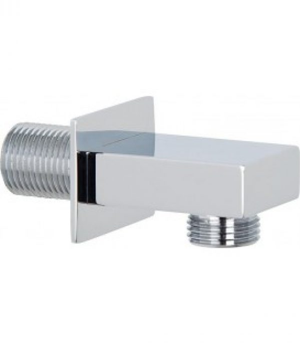 Coude de raccord mural Design 90°, chromé, modele rectangulaire