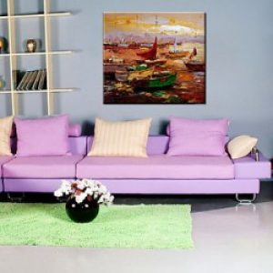 Décoration murale abstraite de style moderne peinte à l’huile avec motif navire