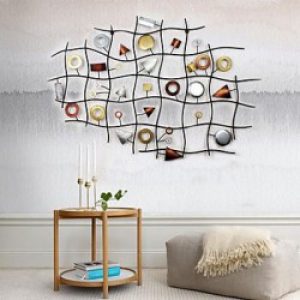 Décoration murale abstraite de style rustique en forme géométrique en métal