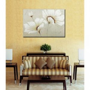 Décoration murale de style moderne peinte à la main à motif fleurs blanches