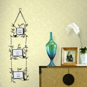 Décoration murale de style rustique avec 3 cadres pour photos en métal