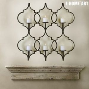 Décoration murale de style rustique en forme chandelier en métal