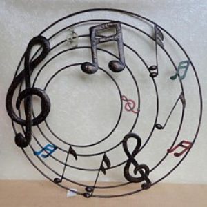 Décoration murale de style rustique en forme notes circulaire en métal
