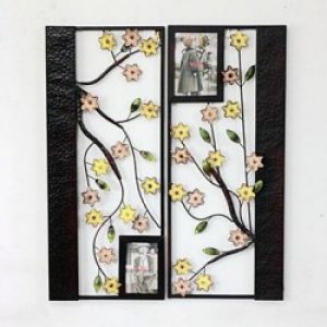 Décoration murale de style rustique à motif branches colorées en métal