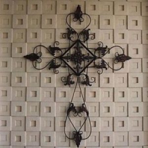 Décoration murale de style rustique à motif damas en métal