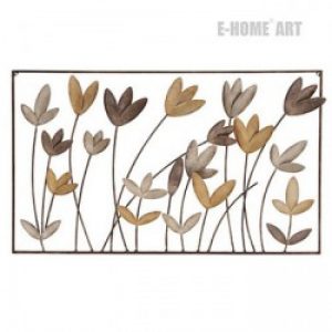 Décoration murale de style rustique à motif fleurs dorées en métal