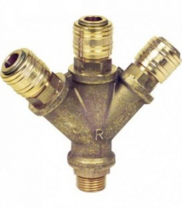 Distributeur 3 sorties G 1/2 male avec obturateurs