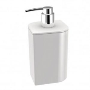 Distributeur savon KOH-I-NOOR VELA à poser 8x8x15cm céramique blanche