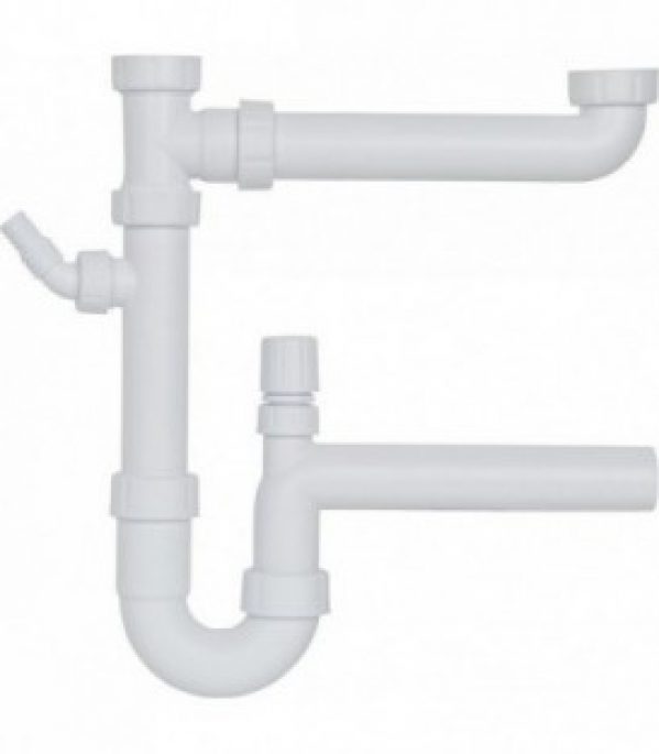 double siphone DN 40(1 1/2&Prime;) avec aerateur et tube de sortie DN 40