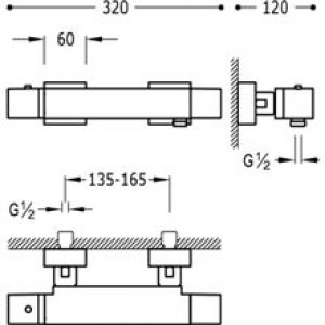 Douche thermostatique Acier TRES CUADRO