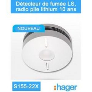 Détecteur de fumée LS, radio pile lithium 10 ans – Logisty Hager – S155-22X