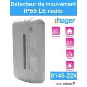 Détecteur de mouvement exterieur 2x12m- special animaux – Façade – IP 55 – S145-22X – Logisty Hager -…