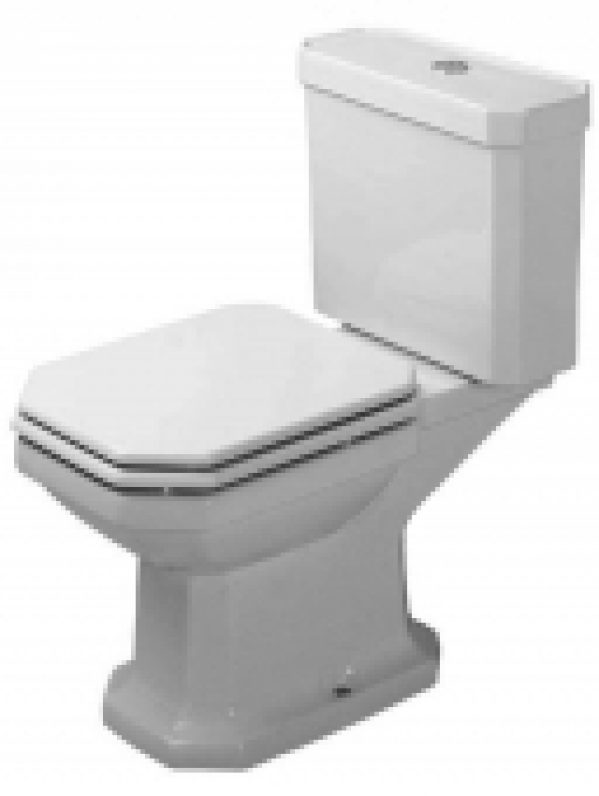 DURAVIT 1930 – Cuvette sur pied à fond creux à poser pour réservoir attenant sans Rimless® blanc sans WonderGliss