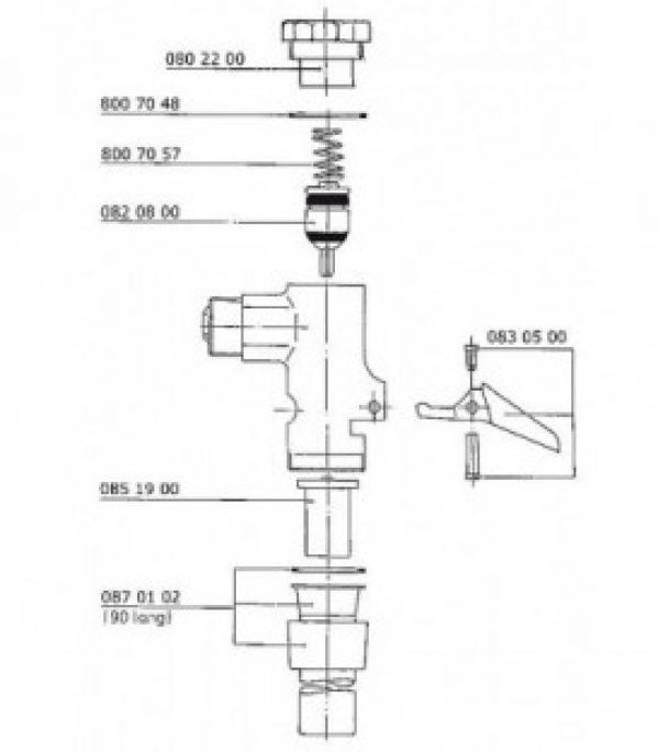 Ecoulement complet Benkiser pour réservoir WC 3/4 long 90 mm