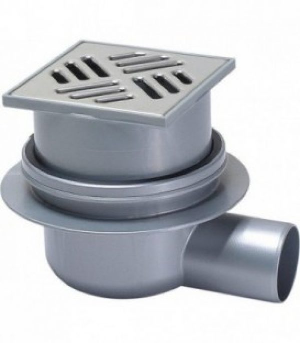 Ecoulement de salle de bain Kessel Classic 40150.20 Ecoulement latéral DN50, grille 100×100