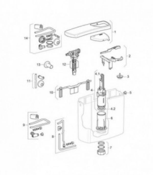 Ecrou pivotant pour tube de chasse d&rsquo;eau coude pour AP140 reservoir chasse d&rsquo;eau