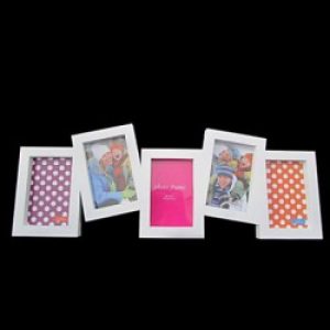 Ensemble 5 cadres photos de style contemporain en plastique blanc