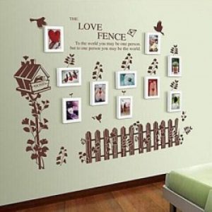 Ensemble de 10 cadres photos de style moderne en bois blanc avec autocollant de mur