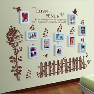 Ensemble de 10 cadres photos de style moderne en bois bleu avec autocollant de mur