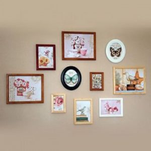 Ensemble de 10 cadres photos de style rustique en bois