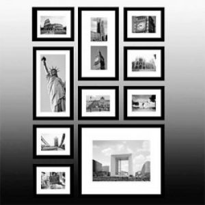 Ensemble de 10 cadres photos à motif New York en bois