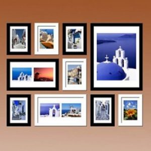 Ensemble de 10 cadres photos murale noirs et blancs en bois