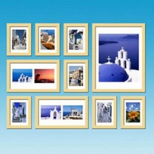 Ensemble de 10 cadres photos rectangulaires en bois naturel