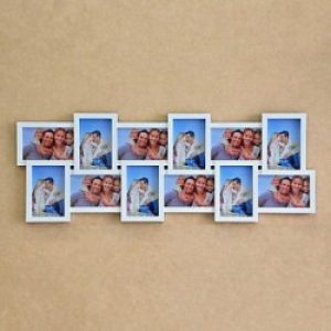 Ensemble de 12 cadres photos de style contemporain en plastique blanc