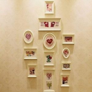 Ensemble de 12 cadres photos de style vintage en bois blanc