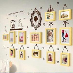 Ensemble de 13 cadres photos de style moderne en bois avec décoration murale